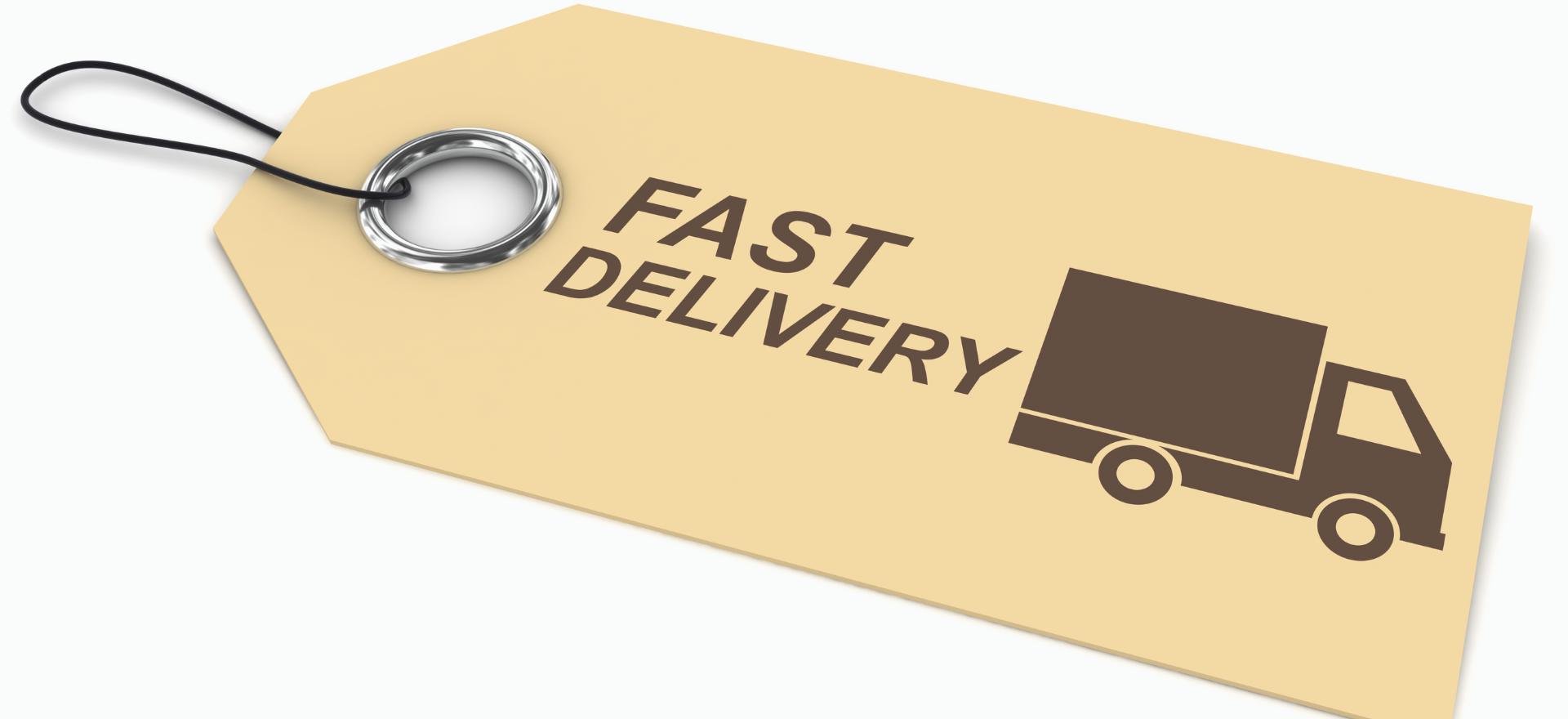 braunes Schild mit der Aufschrift "Fast Delivery"