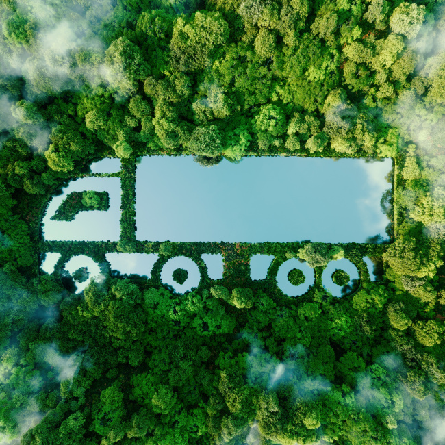 LKW-förmiger See mitten in einem Wald